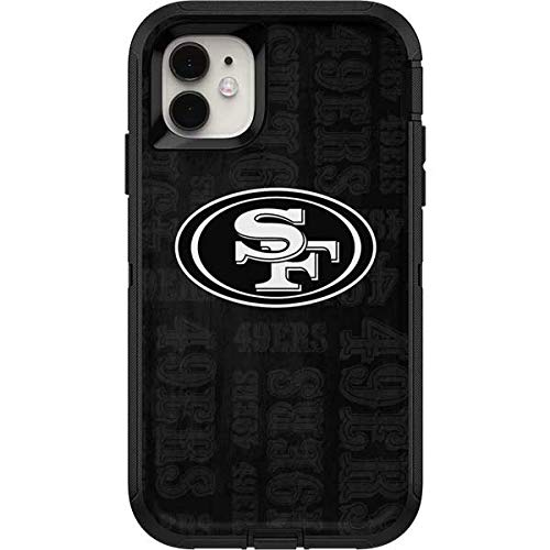 Skinit Decal Skin Compatible with OtterBox Defender iPhone 11 Case - Officially Licensed NFL San Franciso 49ers Black & White Design
