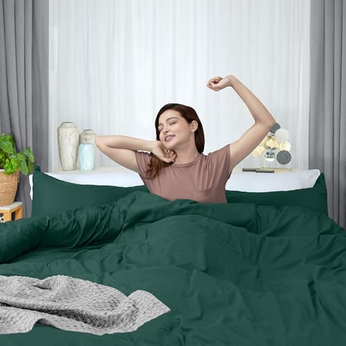 Utopia Bedding Duvet Cover King Size - 3 Piece with Zipper Closure - 1 Comforter Cover 104X90 Inches & 2 Pillow Shams 20X36 Inches (Emerald) Comforter Not Included