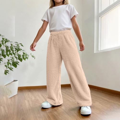 Boys Girls Fuzzy Fleece Pajama Pants Elastic Waist Wide Leg Baggy Sweatpants Kids Winter Warm Sleep Pants 4-15 Years3