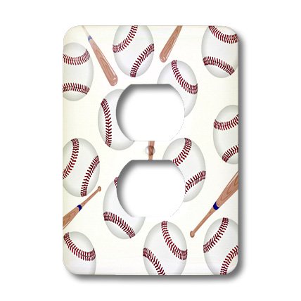Plat interrupteur baseballs et bats motif cache imperfections