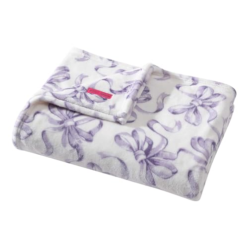 Image of Betsey Johnson - Queen Plush Fleece Blanket, Soft & Lightweight Oversized Bedding, Dorm Room Essentials, 90x90, Ballet Bows Purple