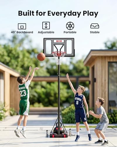 IGL Portable Basketball Hoop for Backyard, Driveway | 3-10ft Adjustable Height for Kids Teens & Adults | 40\" Polycarbonate Backboard, Fillable Base for Stability & Easy Mobility on Wheels - Thumbnail 2