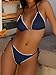 ANRABESS Women's Triangle Bikini Sets Sexy Halter String Two Piece Swimsuits Tie Lace Trim Bathing Suit Trendy Beach Swimwear Navy Blue Small