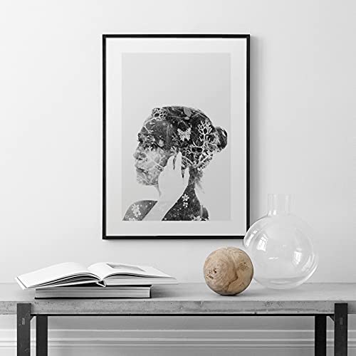 Amazon｜アートパネル黒と白の人間のシルエット混合イラスト壁アート