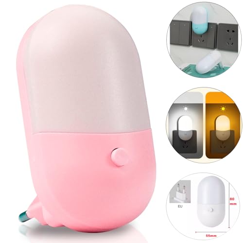 Abajur LED Mini Noturno Bivolt para Quarto Infantil: Luminária de Tomada em Acrílico - Luz Suave e C