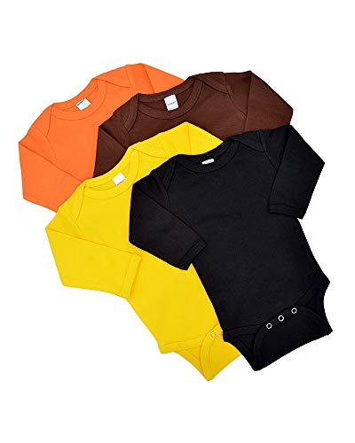 Monag Long Sleeve Baby Bodysuit 4 Piece Set, Baby Onesie Pack Christmas Color Onesie Set, Hanukkah Color Bodysuit Pack