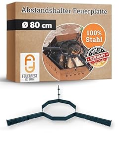 Feuerfest 123 Feuerplatte-Abstandshalter I Ø 80cm I Halterung für runde & 6-eckige Grillplatte I Robustes Grill-Zubehör aus Stahl I Grillaufsatz für Feuerschale, Feuertonne & Kugelgrill