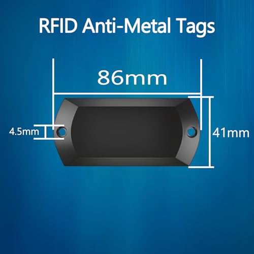Image of 4pcs ABS Strip Anti-Metal RFID Tags Durable ABS Ntag213 Hard Strip Waterproof RFID Tags with Adhesive Back, Black Heat-Resistant RFID Tag for Home Security and Charging System (86 * 41mm)
