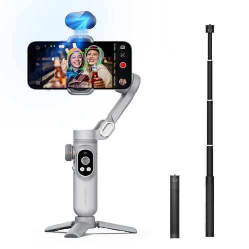 Image of AOCHUAN 3-Axis Gimbal Stabilizer for Smartphone Smart AI XPro Grey & E10 Extension Rod