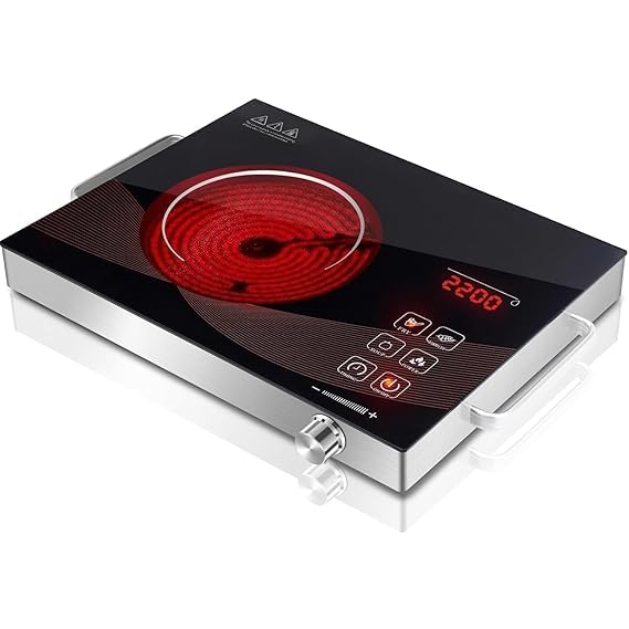 Single Burner Infrared Electric Stove, Small Countertop Portable Hot Plate for Cooking, 2200W Ceramic Glass Infrared Burner with LCD Touch Screen Single Burner Infrared Electric Stove, Small Countertop Portable Hot Plate for Cooking, 2200W Ceramic Glass Infrared Burner with LCD Touch Screen