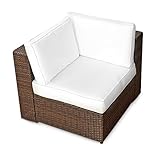 XINRO (1er Polyrattan Lounge Eck Sessel - Gartenmöbel Ecksessel Rattan - durch andere Polyrattan Lounge Gartenmöbel Elemente erweiterbar - In/Outdoor - handgeflochten - braun