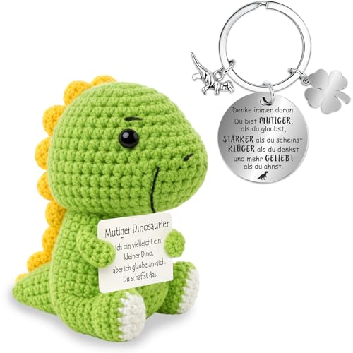 Farbeele Porte-clés dinosaure positif et porte-bonheur, figurine Pocket Hug Positive, cadeau encourageur, cadeau de rétablissement, porte-bonheur pour examen, cadeau d'anniversaire