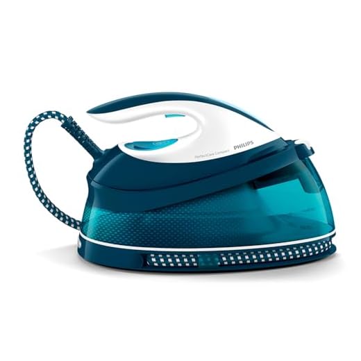 Philips PerfectCare Compact Ferro da Stiro con Caldaia - 2400W, Colpo di Vapore 400g, Pressione 6,5 Bar, Tecnologia OptimalTEMP, Serbatoio 1,5 l, Bianco/Blu (GC7844/20)