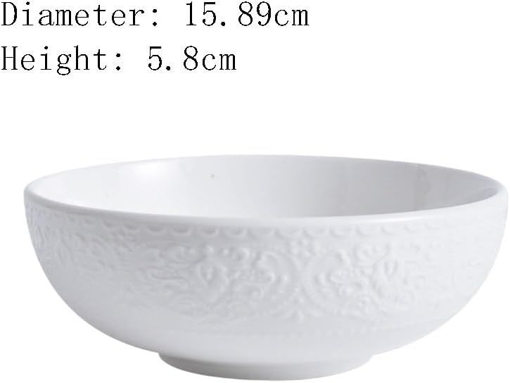Ceramic Tableware with Relief Designs Western Dinner Bowls in Solid Color Rice