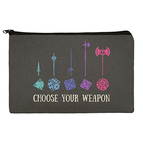 Choose Your Weapon Dungeon RPG Dice Pencil Pen Organizer Zipper Pouch Case