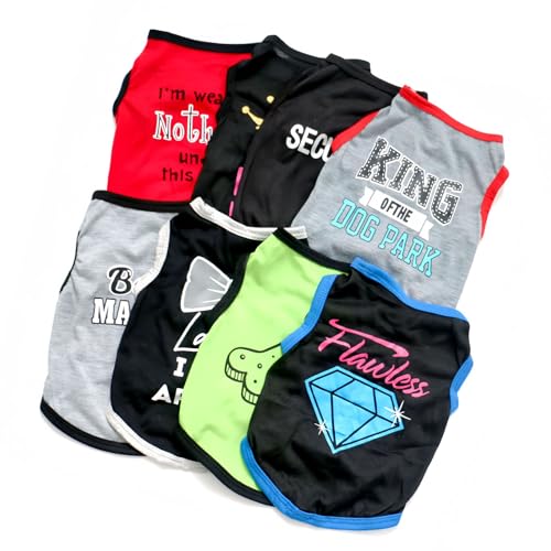 Ropa de verano para mascotas PANGBOER con chalecos estampados divertidos sin mangas 6