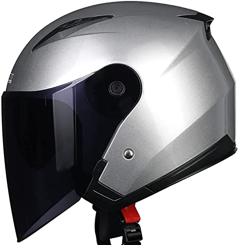 Casque Moto Jet,ECE Homologué Vintage Casques Moto Bols Demi-Casque Rétro Ouvert Moto Adulte Casque 3/4 Open Face Moto Double Visière Cover