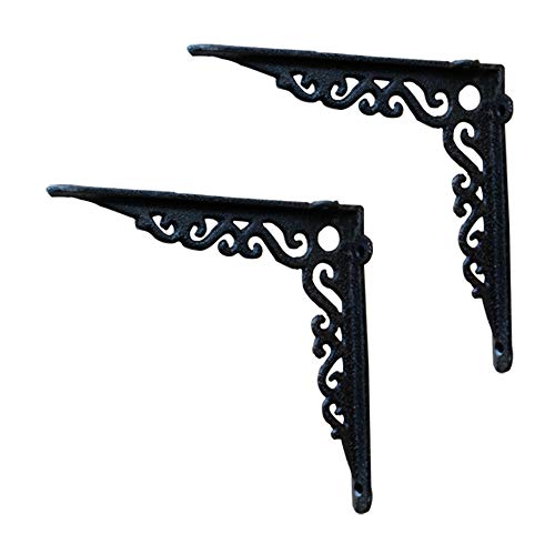 GMF Escuadras para Estanterias 200mm, Escuadra Pared Hierro, Soportes para Estantes Armario, 2 Piezas Soporte De Angulo Negro, con Tornillos, 2 Tamaños