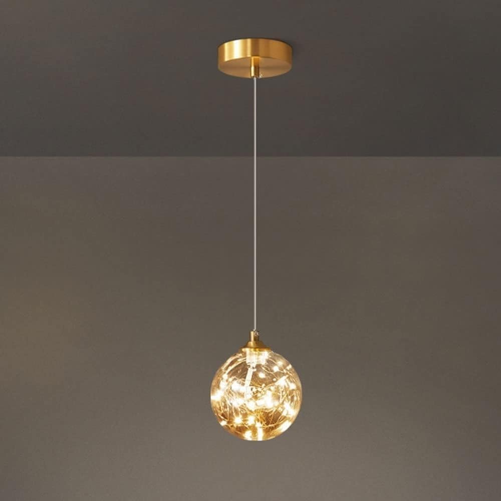 HertlStarLED Pendant Lighting Clear The Glass Lampshade Chandelier Creative Brass Metal Lamp Holder Hanging Lamp Adjustable Cord Ceiling Lamp Energy-Saving Light Fixture