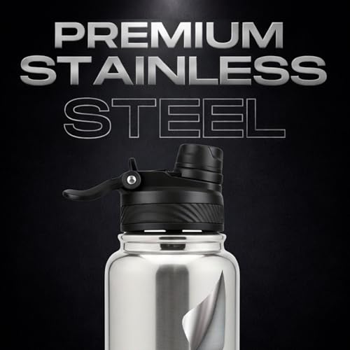 Image of Speedex Vacuum Insulated Stainless Steel Water Bottle 1 Litre (1000ml / 1L / 1 LTR) with 2-in-1 Lid (Straw & Spout), Hot & Cold Leakproof Thermosteel Travel Flask for Office, Gym & School (Silver)