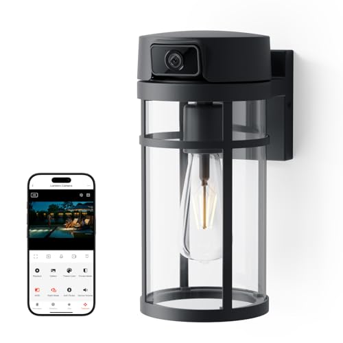 Jarnex Outdoor Porch Light Camera, 2K Wi-Fi Security Cam with AI Human Detection, Pan & Tilt, Dusk