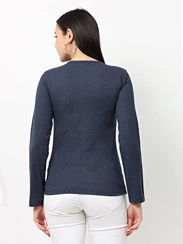Image of Wafaa Women's Cotton Plain V Neck Full Sleeve T-Shirt
