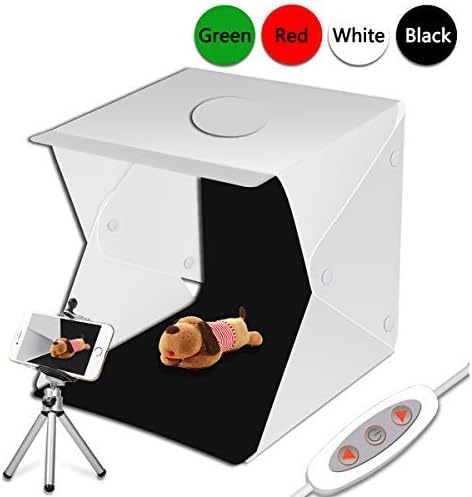 Portable Photography Studio Kit, Foldable Professional Mini Photo Box Tent 2 Adjustable LED Strip Lights and 4 Backdrops Portable Photo Tent Dimmable Studio Light Box-40X40X40 CM