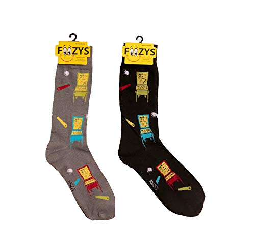 Foozys Pinball Men’s Themed Novelty Crew Socks | 2 Pairs