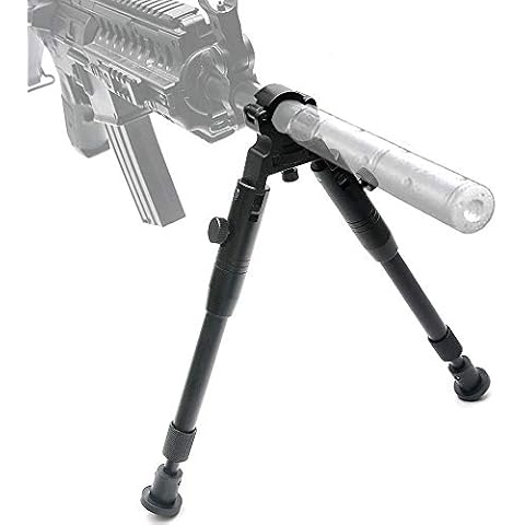 JASHKE Clamp-on Bipod 6-9 inch Adjustable Folding Bipods Rubber Feet Metal,Gun Holders for Hunting Shooting Gun Sniper Cover