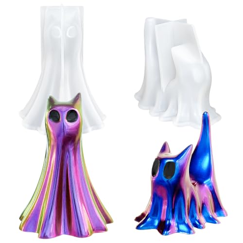 RESINWORLD 2Pcs 3D Cat Silicone Mold for Halloween, Spooky Mold for Resin