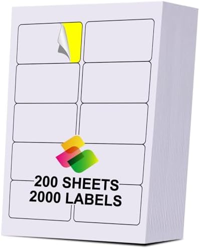 Amazon.com : 2" x 4" Printable White Sticker Labels, Laser/Inkjet ...