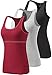 vislivin Damen Tank Tops mit Regal-BH Racerback Tank Top Stretch Unterhemden 3er Pack Schwarz/Grau/Weinrot S