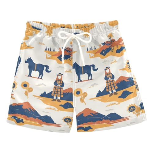 Wild West Western Scotland Boys Swim Suit Summer Holiday Baby Boy Bathing Trunks Kids Swimwears Beach L 10Y