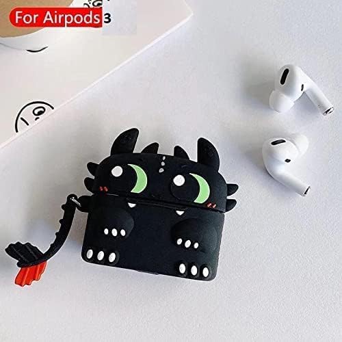 Image of Dezet Cute Soft Silicone Pouh Case for Airpods Pro GEN-2 (2022) � 3D Cartoon Animal Character Cover with Keychain Ring, Shockproof & Dustproof Protective Case for Kids & Girls (Dragon)