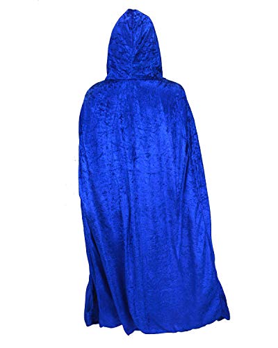 Gardeningwill Unisex 55 Inches Christmas Halloween Party Festival Magic Velvet Hooded Cloak Robe Masquerade Cosplay Costume Blue #TOP1