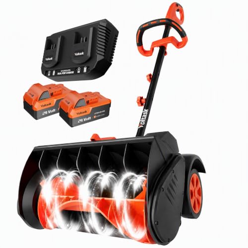 VOLTASK 48V 16-Inch Electric Snow Shovel with Wheels, 1200W Brushless Motor | Cordless Snow Blower With Directional Plate, Throws Snow Up To 26 Ft, 2*24v 4.0 Ah Battery & Dual Charger Included