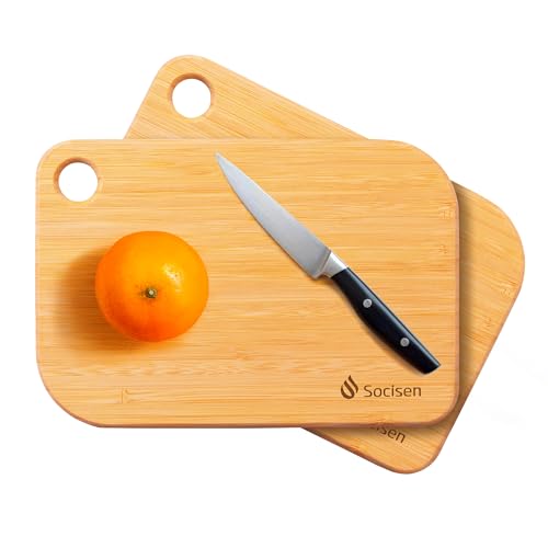 2 Pack Small Bamboo Wood Cutting Board for Kitchen Mini Wooden Charcuterie Boards 8.6" x 6" Lightweight Chopping Board Non Toxic Serving Board Tiny Chef Set Camping Fruit Lemon Sandwich Cheese