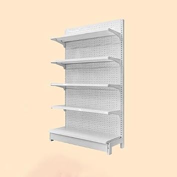 White 5-Shelf Gondola Display Rack - Single-Sided Retail Shelving Unit for Grocery, Liquor, Office Supplies - Versatile Storage Solution for Stores and Businesses 90x43x135cm
