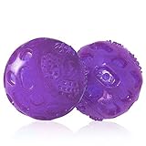 PJDH 3'' Squeaky Dog Toy Balls for Lagre Medium Breed, Indestructible Dog Balls for Playing, Fetching & Retrieving, Durable Aggressive Chewers, 2 PCS Purple
