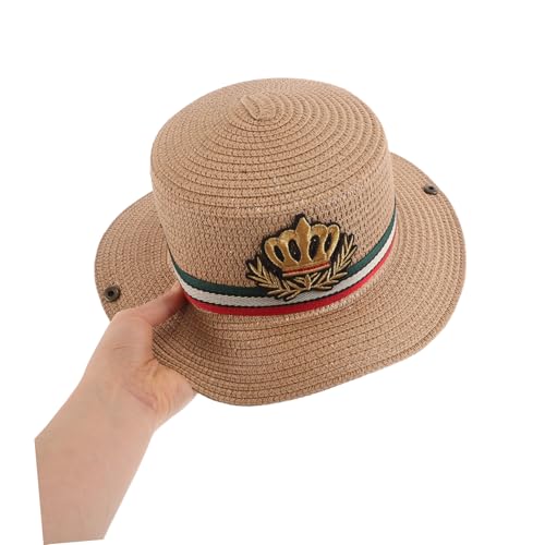 Boy Girl's Straw Sun Hat Boy Girl Summer Hat Flexible Fit for Outdoor Activities Khaki4