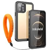 inkolelo wasserdichte Hülle für iPhone 12 pro Schutzhülle Ganzkörper Unterwasser Wasserdicht IP68 Rugged Schale Wasserschutzhülle mit Schwimmender Schlüsselband für iPhone 12 pro (Mattschwarz/Orange)