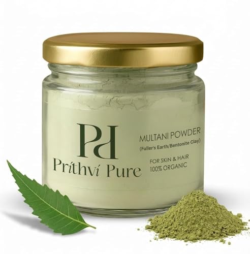 Image of Neem Multani Mitti Clay 300 Gm | 100% Organic Double Filtered Herbal Face Pack for Bright Skin Glow Oil Control Tan Removal | Natural Skincare