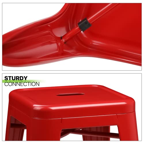Magshion 30 Inch Barstools 4 Pack Counter Height Metal Bar Stools, Industrial Style Stackable Bartool Backless For Home Bar Counter Balcony Patio Dining Room, Red #TOP6