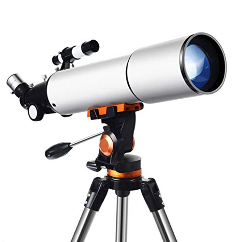 天体望遠鏡屈折望遠鏡宇宙望遠鏡は携帯電話で写真を撮ることができます ステンレススチール三脚 80mm 大口径 子供や初心者に最適