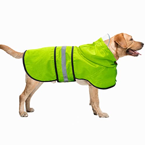 Dog Raincoat Waterproof Reflective Slicker - Lightweight Breathable Hooded Poncho Rain Coat Jacket With Adjustable Belly Strap And Leash Hole For Small Medium Large Dogs (X-Large, Green) #TOP7