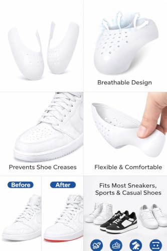 Image of 1-Pair Shoe Crease Prevention /Protector Set for Sneakers, Anti Crease Guard & Defender for Jordans, Nike, Long-Lasting Wear, Fits Men US 7-12 / Women 5-8 (White)