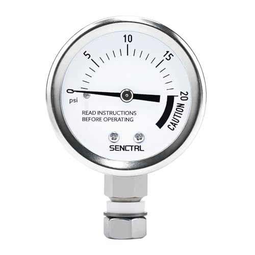 SENCTRL 20 Psi Pressure Cooker Gauge Replacement Part, 3/8" UNC Male