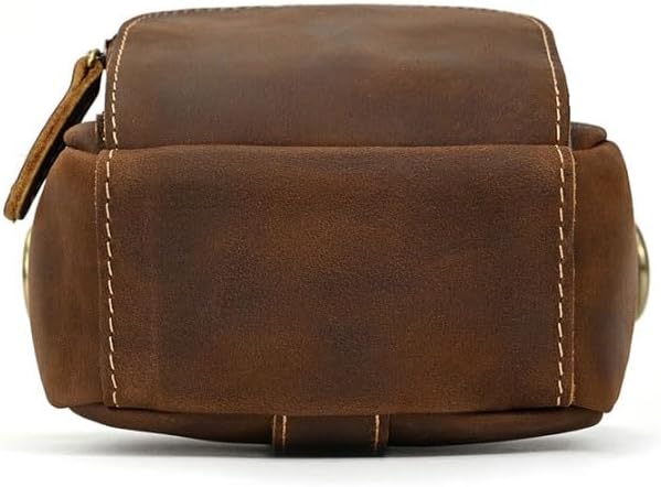 Men's Single Shoulder Bag Brown Waist Outdoor Multi Purpose Belt Pouch