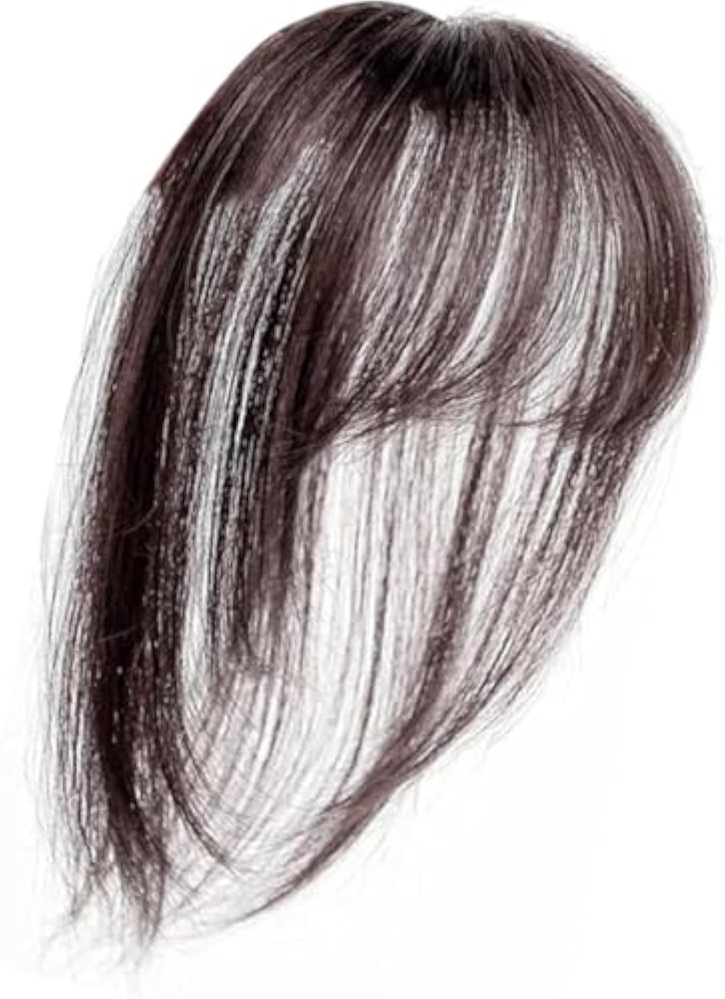 Natural Black Human Hair Topper with Front Bangs