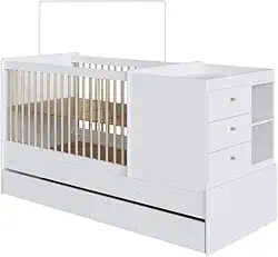 Berço Cama Multifuncional Com Auxiliar 3 Em 1 84cm x 194cm Branco Posie Completa Móveis